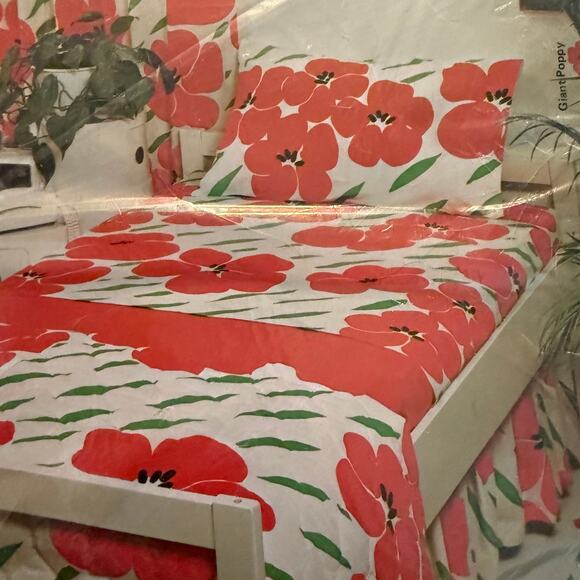 Vintage 70s Burlington full flat and fitted sheet NOS in package Yellow floral - Picture 2 of 6